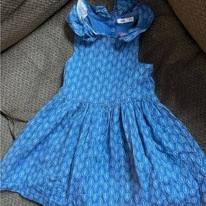 Blue Ruffled Smocked Knot Sundress